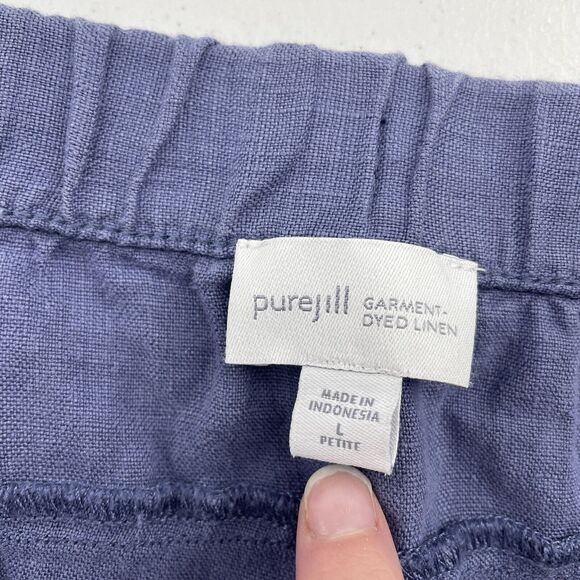 Pure J. Jill LP Petite Pants Garment Dyed Linen Crop Cropped Pockets Drawstring - Picture 10 of 15